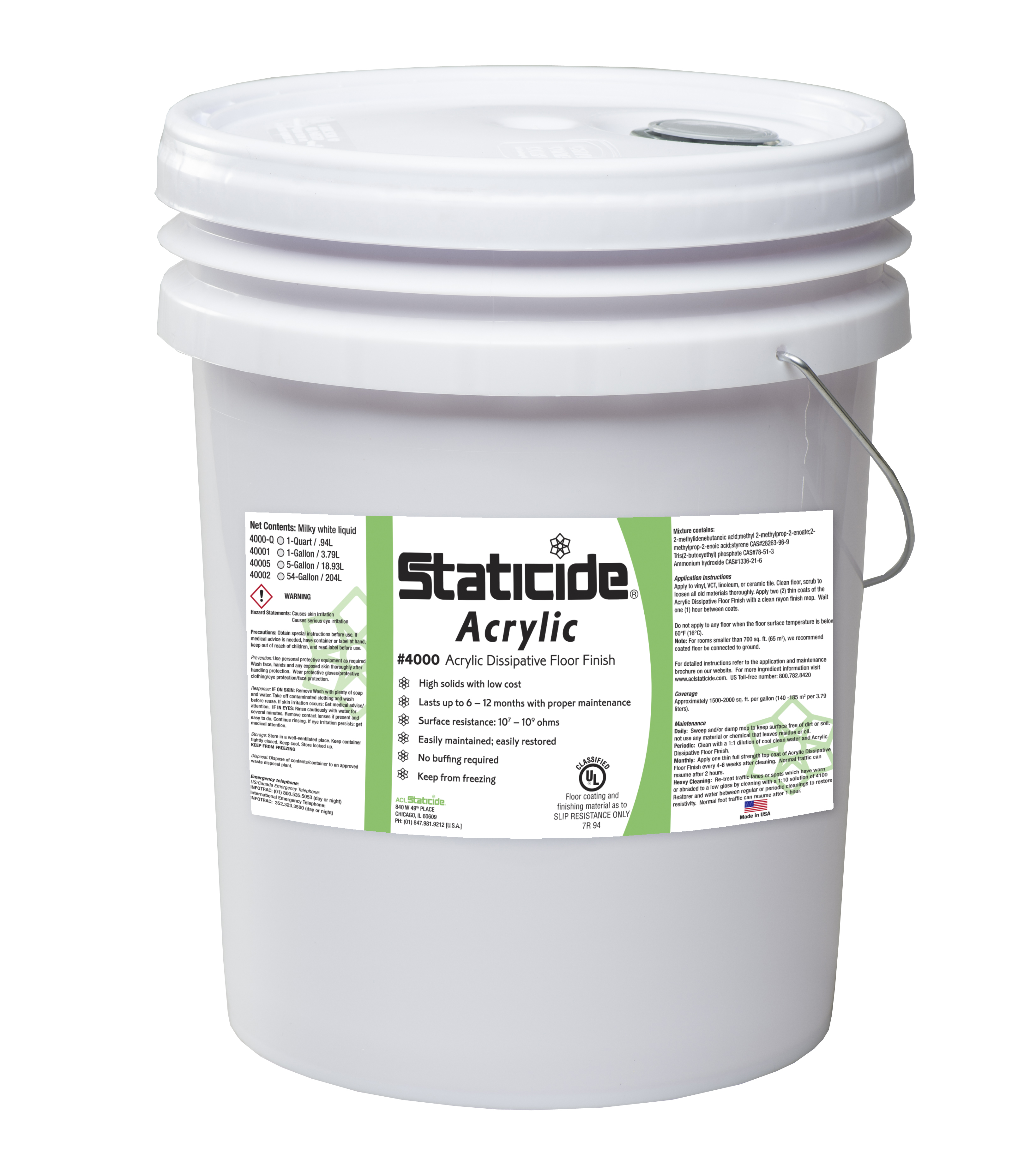 Acrylic Floor Finish, 5-GAL Pail