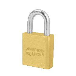American Lock A20 Non-Rekeyable Safety Padlock, Different Key, Brass Body, 5/16 in Dia Shackle, Brass, 5-Pin Tumbler Cylindrical/Dual Ball Bearing Locking Mechanism