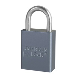 American Lock A30 Non-Rekeyable Safety Padlock, Different Key, Aluminum Body, 1/4 in Dia Shackle, Gray, 5-Pin Tumbler Cylindrical Locking Mechanism