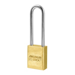 American Lock A42 Non-Rekeyable Safety Padlock, Different Key, Brass Body, 1/4 in Dia Shackle, Brass, 5-Pin Tumbler Cylindrical/Dual Ball Bearing Locking Mechanism