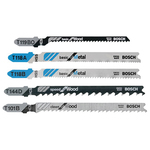 Bosch T500 General Purpose Single Cut Edge Jig Saw Blade Set, 5 Pieces, T-Shank, 6/10/12/14/24 TPI, 3 in, 4 in L, Bi-Metal/8% Cobalt Alloy