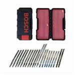 Bosch TC21HC 21-Piece Jig Saw Blade Set, 6 TPI/10 TPI/10 to 24 TPI/17 to 24 TPI, High Carbon Steel/HSS/Bi-Metal Cutting Edge, High Carbon Steel/HSS/Bi-Metal Body