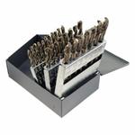 Cleveland C00986 2213 Heavy Duty Jobber Length Drill Set, A Min Drill Bit, Z Max Drill Bit, 135 deg Drill Point Angle, 26 Pieces, M42 HSS-Co 8, Gold/Straw