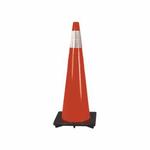 Cortina 03-500-21 DW-Series Reflective Traffic Cone With 6 in Upper Reflective Collar and Black Base, 18 in H, Red/Orange Cone, 1 Collars, Specifications Met: MUTCD Standard, NCHRP 350