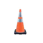 Cortina 03-500-24 DW-Series Traffic Cone With Black Base, 28 in H, Orange Cone, 2 Collars, Specifications Met: MUTCD Standard, NCHRP 350