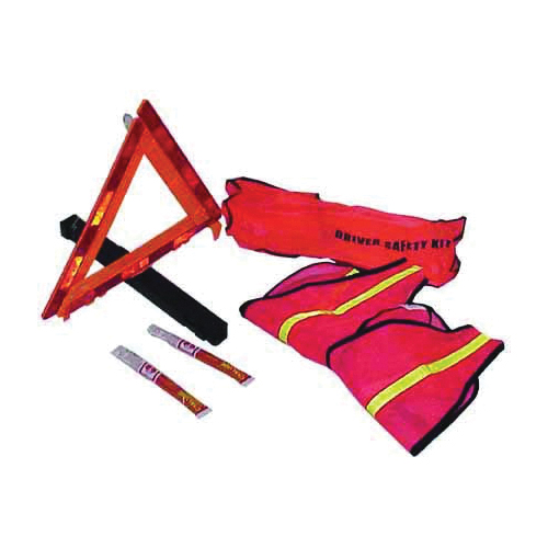 Cortina 95-06-03 Motorist Safety Kit, 5 Pieces, Plastic, Orange/Red