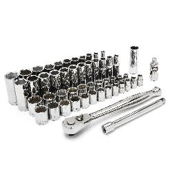 Crescent CSWS10N Metric/Imperial Mechanic's Tool Set, Blow Molded Case Tool Storage, 3/8 in Drive, 6 and 12-Point, 52 Pieces, Crestoloy Alloy Steel, ANSI/ASME Specified