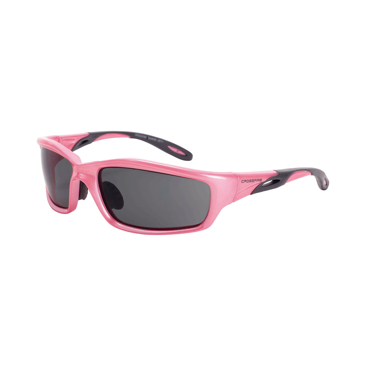 CrossFire® 22528 Infinity™ Premium Safety Eyewear, Hard Coat/Impact-Resistant, Dark Smoke Lens, Full-Frame Frame, Pearl Pink, TR90 Frame, Polycarbonate Lens, ANSI Z87.1+