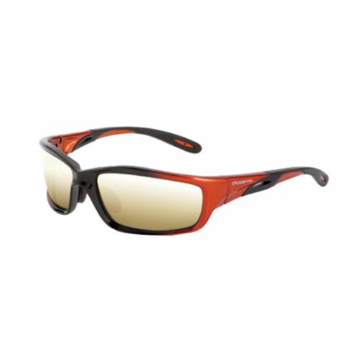 CrossFire® 2812 Infinity™ Premium Safety Eyewear, Hard Coat/Impact-Resistant, Gold Mirror Lens, Full-Frame Frame, Black/Orange, TR90 Frame, Polycarbonate Lens, ANSI Z87.1+