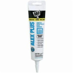 DAP Alex Plus 18128 All Purpose Acrylic Latex Caulk, 5.5 fl-oz Squeeze Tube, White, Siliconized Acrylic Polymer Base