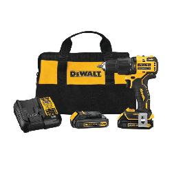 DeWALT 20V MAX* DCD709C2 Atomic Brushless Compact Lightweight Cordless Hammer Drill/Driver Kit, 1/2 in Keyless Chuck, 20 VDC, 1650 rpm No-Load, Lithium-Ion Battery