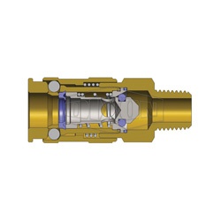 Dixon 2UM2-B U Series Male Quick Disconnect Pneumatic Coupler, 1/4-18 Nominal, Quick Disconnect Coupler x NPTF, 300 psi Pressure, Brass