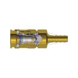 Dixon 2US2-B U Series Quick Disconnect Pneumatic Coupler, 1/4 in Nominal, Quick Disconnect Coupler x Standard Hose Barb, 300 psi Pressure, Brass