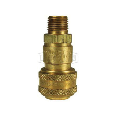 Dixon 2DM2-B DF Series Industrial Male Quick Connect Coupler, 1/4-18 Nominal, Quick Disconnect Coupler x NPTF, 300 psi Pressure, Brass, Domestic