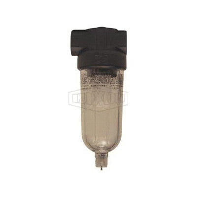 Dixon F07-100A Compact Design Miniature Compressed Air Filter With Automatic Drain, 1/8 in Port, 19 scfm, 5 micron, 150 psig, -30 to 125 deg F, Polycarbonate Bowl