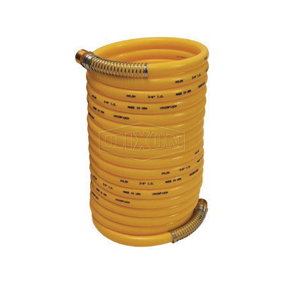 Dixon CC1412 Coil-Chief Self-Storing Air Hose, 1/4 in, MNPT, 12 ft L, 185 psi, Nylon, Domestic