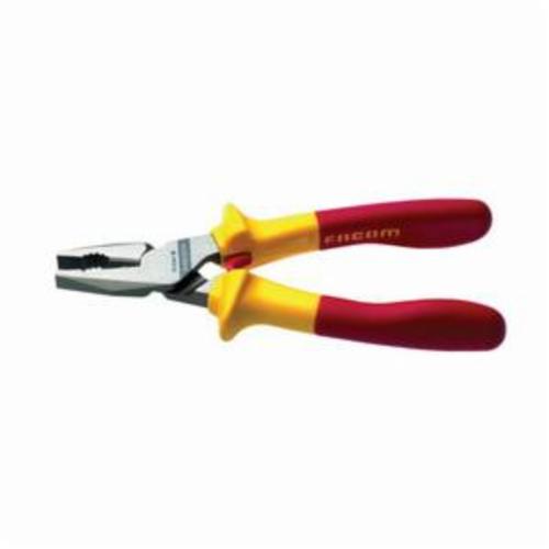 Facom FA-187.18VE VE Series Insulated Combination Plier, 1-13/32 in L x 13/32 in W x 3/8 in THK Carbon Steel Jaw, 7-1/4 in OAL