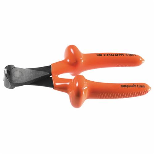 Facom FA-190.16AVSE VSE Insulated End Cutter Plier, 1-3/8 in Cutting, 1/4 in Burnished Nose Jaw, 6-1/2 in OAL