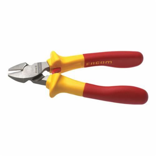 Facom FA-192.18VE Diagonal Cutter Plier, 4 mm, 7/16 in THK Max Wire, 25/32 in L x 7/16 in W Oval Steel Jaw, 7-15/32 in OAL, Flush Cut