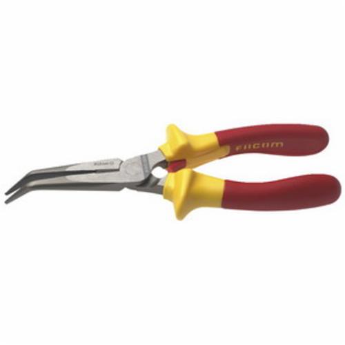 Facom FA-195.16VE VE Long Nose Plier With Side Cutter, 1-5/8 in L x 11/32 in W, Bent/Serrated, 3/16 in W Tip, 6-3/8 in OAL