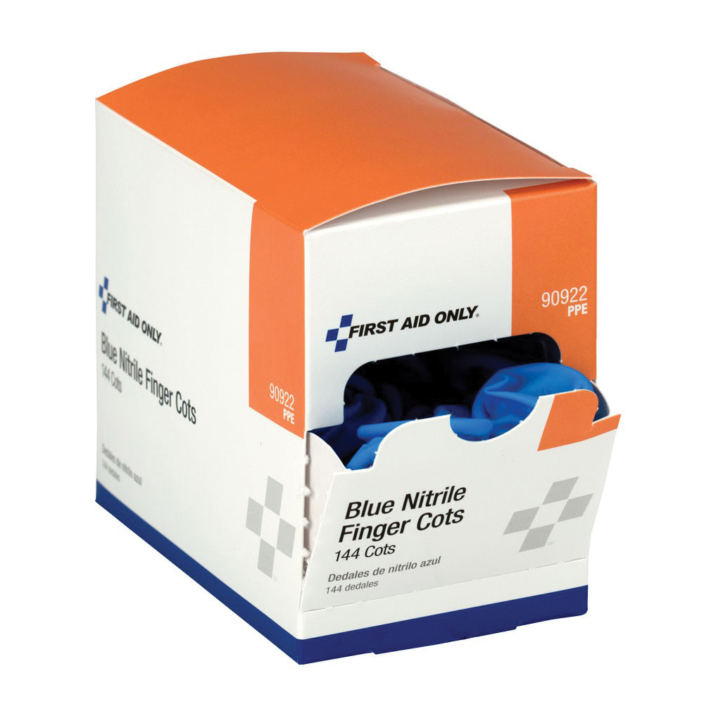 First Aid Only 90922 Finger Cot, L, Nitrile, Blue