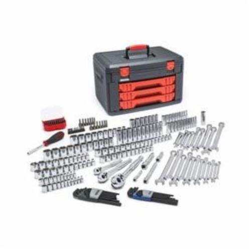 GEARWRENCH 80940 Imperial/Metric Socket and Ratchet Set, 3-Drawer Box Tool Storage, 1/4 in, 3/8 in, 1/2 in Drive, 6 and 12-Point, 219 Pieces, ASME B107.1/B107.5M/B107.10/B107.6