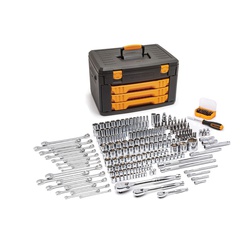 GEARWRENCH 80966 Mechanics Tool Set, Blow Mold Case Tool Storage, 1/4 in, 3/8 in and 1/2 in Drive, 6-Point, 243 Pieces, Alloy Steel, ASME B107.1/B107.5M/B107.10/B107.6