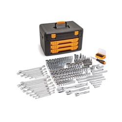 GEARWRENCH 80972 Mechanics Tool Set, Blow Mold Case Tool Storage, 1/4 in, 3/8 in and 1/2 in Drive, 12-Point, 243 Pieces, Alloy Steel, ASME B107.1/B107.5M/B107.10/B107.6
