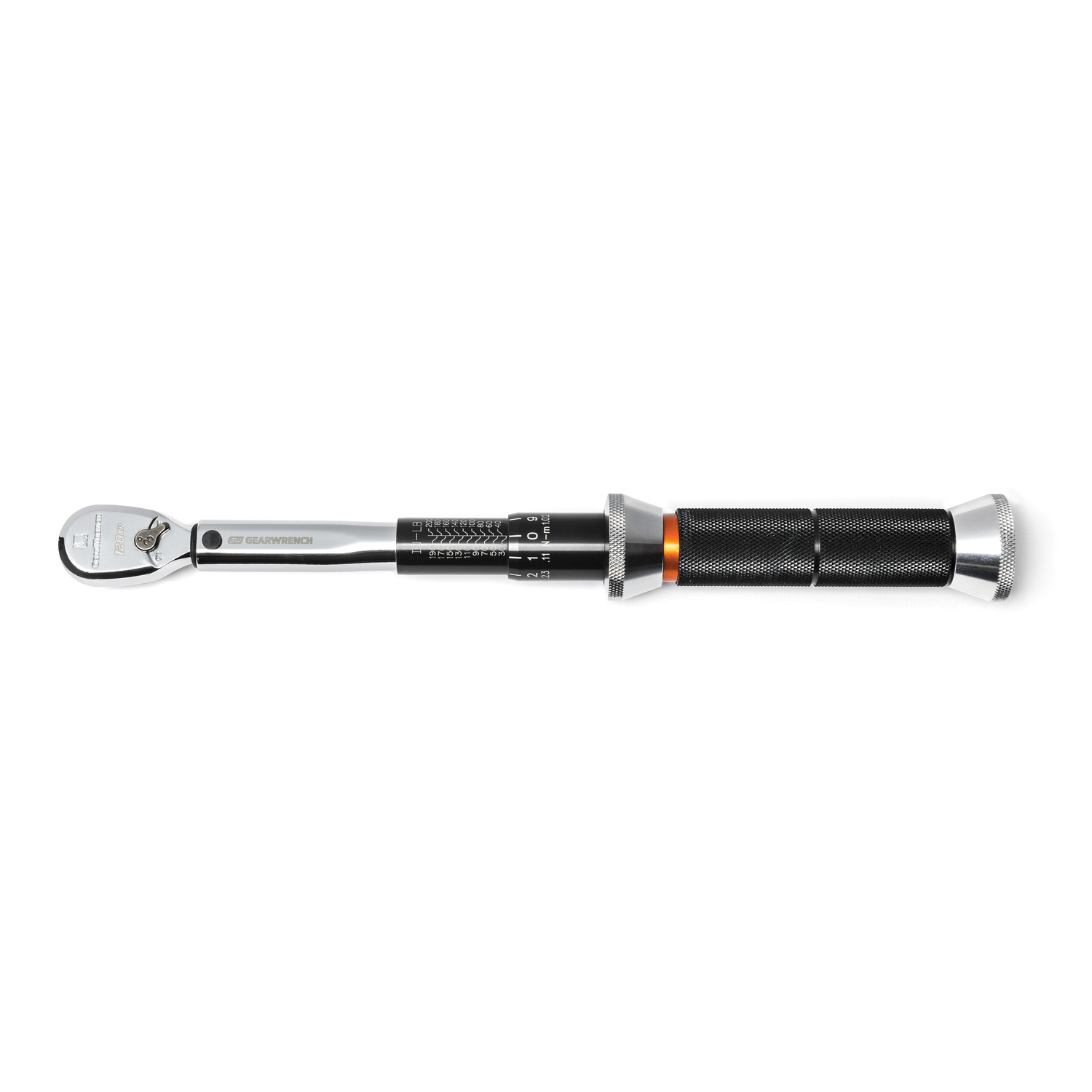GEARWRENCH 120XP 85171CERT Certified Micrometer Torque Wrench, 1/4 in Drive, 30 to 200 in-lb, Ratcheting/Teardrop Head, 1 in-lb/0.11 N-m Graduation, 11 in OAL, ASME B107.300