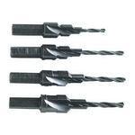 GENERAL 34ST Adjustable Pilot Drill Set, 3/32 in Min Drill Bit, 9/64 in Max Drill Bit, 4 Pieces, For Use With Electric Drill and Power Screwdriver, HSS, Black Oxide