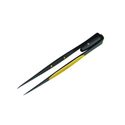 GENERAL 70401 Patented Lighted Tweezer, Smooth Pointed Tip, 6-1/4 in L, Steel, Non-Glare Black