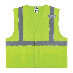 GloWear 21145 8220HL Standard Vest, L to XL, Hi-Viz Lime, Polyester Mesh, Hook and Loop Closure, 3 Pockets, ANSI Class: Class 2, ANSI/ISEA 107-2015 Type R