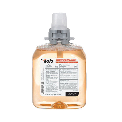 GOJO 5162-04 Luxury Antibacterial Hand Wash, 1250 mL Nominal, Dispenser Refill Package, Foam Form, Floral/Like Fruit Odor/Scent, Amber/Clear/Translucent/Yellow Orange