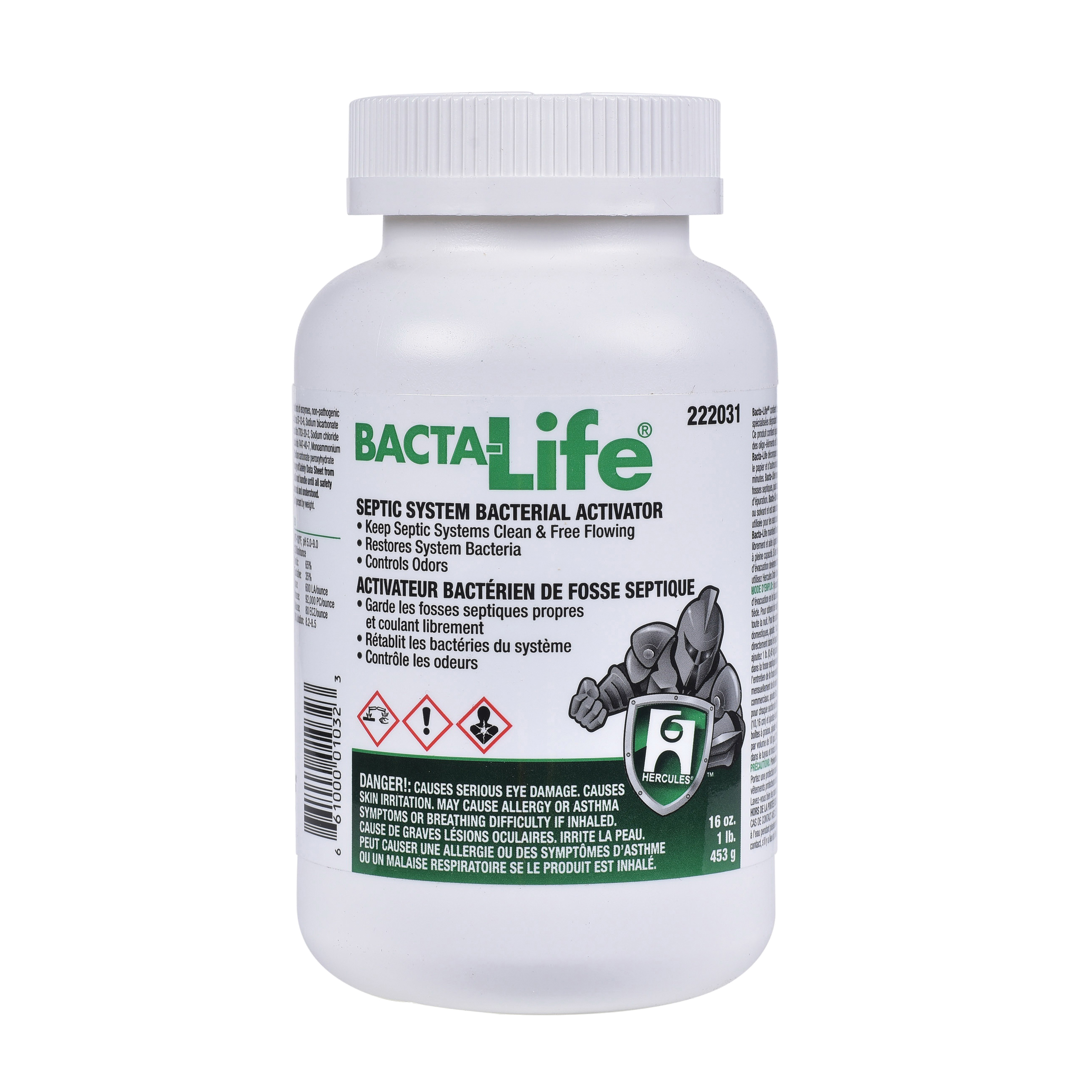 Hercules Bacta-Life 222031 Drain Opener, 1 lb, Tan, Solid/Powder Form