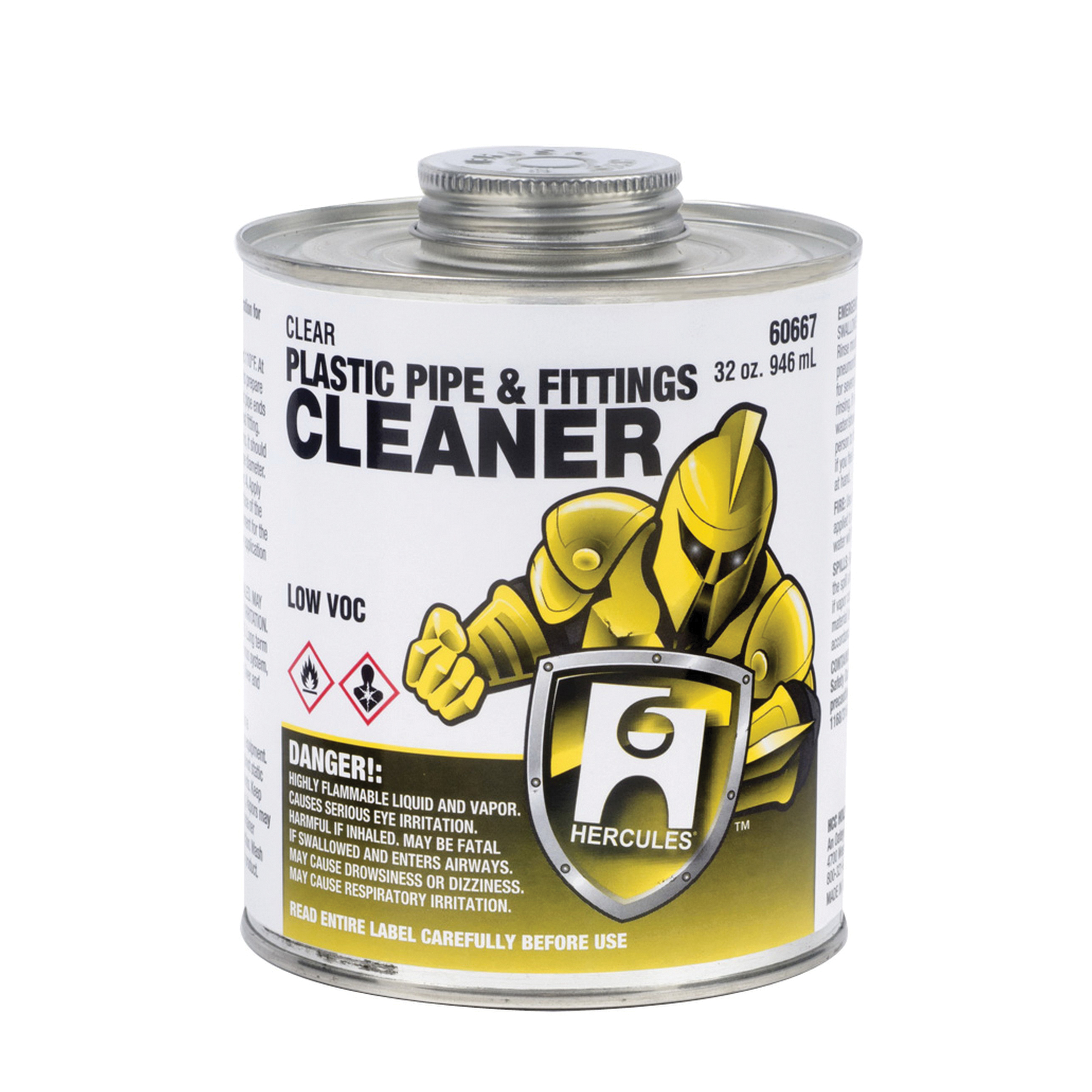 Hercules 60667 All Purpose Plastic Pipe and Fitting Cleaner, Clear, 32 oz Dauber In Bottle
