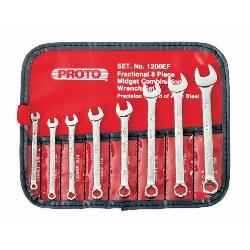 Proto J1200EF Short Standard Length Open End Combination Wrench Set, 8 Pieces, 1/8 to 3/8 in, Satin