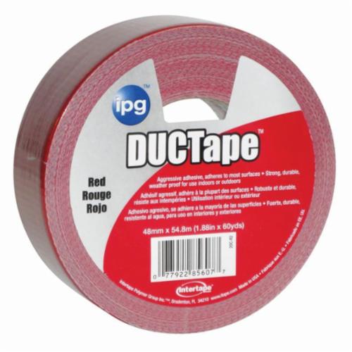 ipg 91408 AC20COLORS Utility-Grade Duct Tape, 54.8 m L x 48 mm W, 9 mil THK, Rubber Resin Adhesive, Polyethylene Coated Cloth Backing, Red