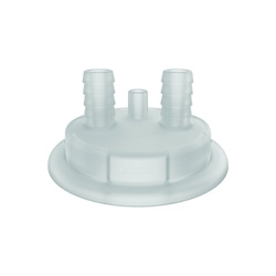 Justrite 12876 Carboy Cap Adapter With (2) 1/2 in Molded-In Hose Barbs and Vent, 3.2 in Dia x 83 mm Mouth, Polypropylene, White