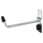 Kennedy 99822 Vertical End Single Toolboard Hook With 70 deg End, Bright Zinc, For Use With VTC Series Toolboards, 20 lb Capacity, 1/4 in Dia, 3/4 in H Bend, 3/8 in Hole, 1-1/2 in Hole Spacing, Steel, Silver