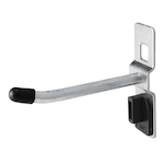 Kennedy 99823 Angled End Single Toolboard Hook With 10 deg End, Bright Zinc, For Use With VTC Series Toolboards, 20 lb Capacity, 1/4 in Dia, 5/8 in H Bend, 3/8 in Hole, 1-1/2 in Hole Spacing, Steel, Silver