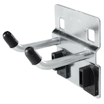 Kennedy 99827 Double Vertical End Toolboard Hook With 50 deg End, Bright Zinc, For Use With VTC Series Toolboards, 40 lb Capacity, 1-3/8 in Dia, 1-1/4 in W Inside, 5/8 in H Bend, 3/8 in Hole, 1-1/2 in Hole Spacing, Steel, Silver