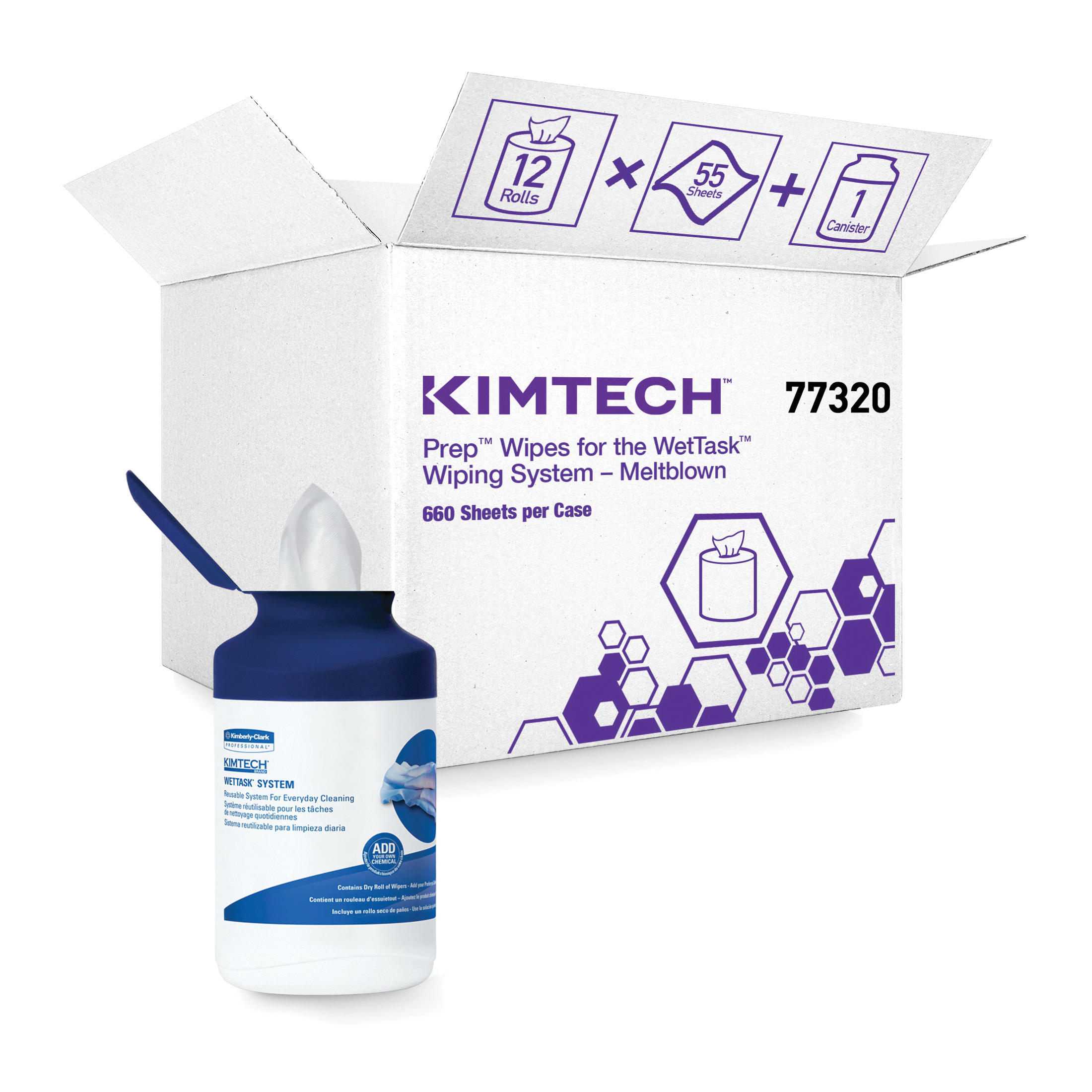 Kimtech* 77320 Cleaning Wiper, 12 x 6 in, 35 Sheets Capacity, Meltblown, White, Roll Package