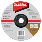 Makita A-96045-10 Flat Heavy Duty Depressed Center Grinding Wheel, 7 in Dia x 1/4 in THK, 7/8 in Center Hole, WA36O-BF Grit, Aluminum Oxide Abrasive