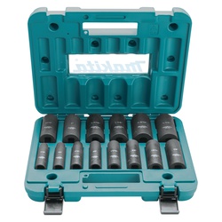 Makita A-96372 Deep Drive Socket Assortment, 1/2 in Drive, 14 Pieces, Square