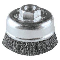 Makita A-98382 Wire Angle Grinder Cup Brush, 3 in Dia Brush, M10x1.25 Arbor Hole, 0.014 in Dia Filament/Wire, Crimped, Steel Fill