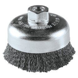 Makita A-98407 Wire Angle Grinder Cup Brush, 4 in Dia Brush, 5/8-11 Arbor Hole, 0.014 in Dia Filament/Wire, Crimped, Steel Fill