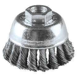 Makita A-98435 Wire Angle Grinder Cup Brush, 2-3/4 in Dia Brush, 5/8-11 Arbor Hole, 0.02 in Dia Filament/Wire, Knotted, Stainless Steel Fill