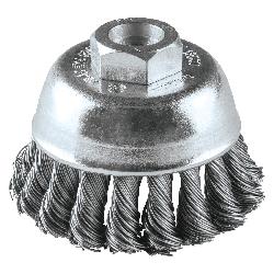Makita A-98457 Wire Angle Grinder Cup Brush, 2-3/4 in Dia Brush, M10x1.25 Arbor Hole, 0.02 in Dia Filament/Wire, Knotted, Stainless Steel Fill