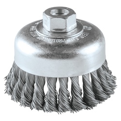 Makita A-98463 Wire Angle Grinder Cup Brush, 4 in Dia Brush, 5/8-11 Arbor Hole, 0.02 in Dia Filament/Wire, Knotted, Steel Fill