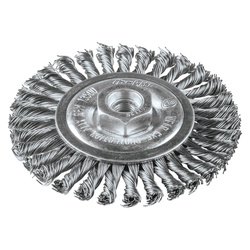 Makita A-98516 Angle Grinder Wire Wheel Brush, 4 in Dia Brush, 3/16 in W Face, 0.02 in Dia Stringer Twisted Filament/Wire, M10x1.25 Arbor Hole
